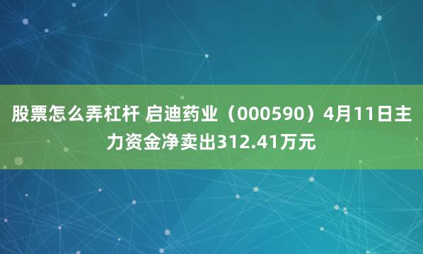 股票怎么弄杠杆 启迪药业（000590）4月11日主力资金净卖出312.41万元