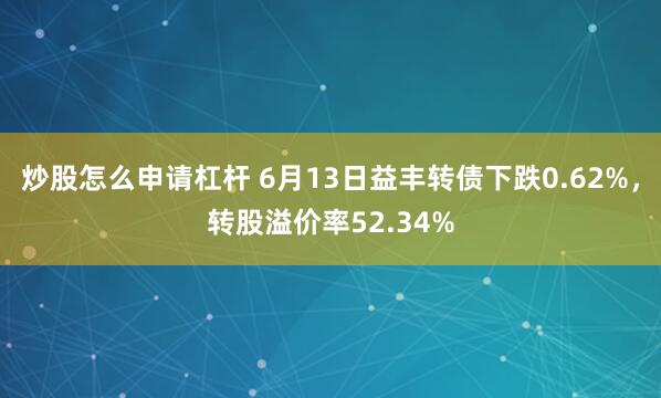 炒股怎么申请杠杆 6月13日益丰转债下跌0.62%，转股溢价率52.34%