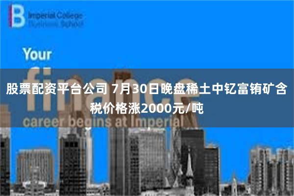 股票配资平台公司 7月30日晚盘稀土中钇富铕矿含税价格涨2000元/吨