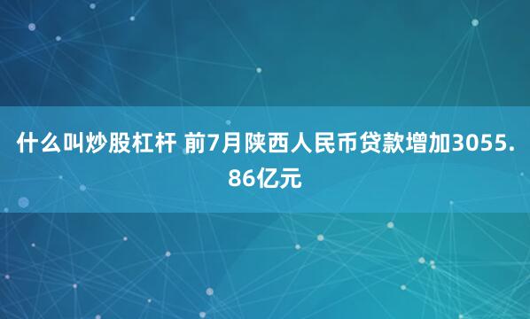 什么叫炒股杠杆 前7月陕西人民币贷款增加3055.86亿元